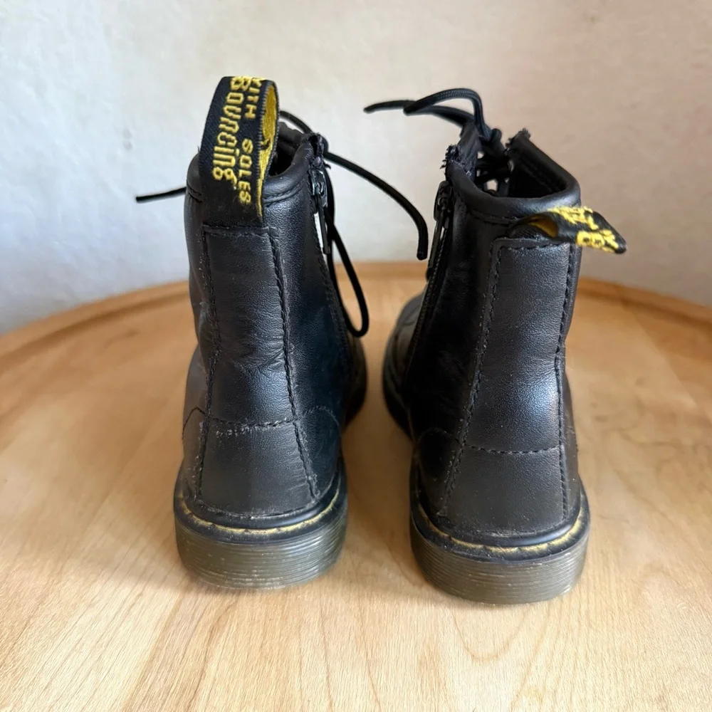 Dr. Martens Delaney Black Leather Combat Boots Toddler Girl Sz. 11